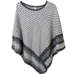 Chico's Women's Graphic Stripe Knit Triangle Poncho Metallic Sparkle Large/XL